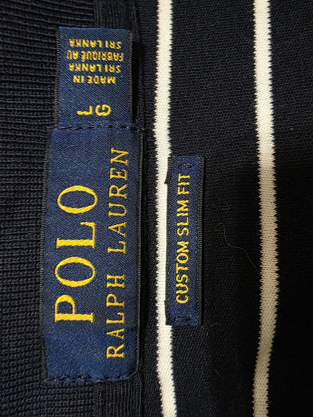 Ralph Lauren Navy & White Striped Polo Shirt